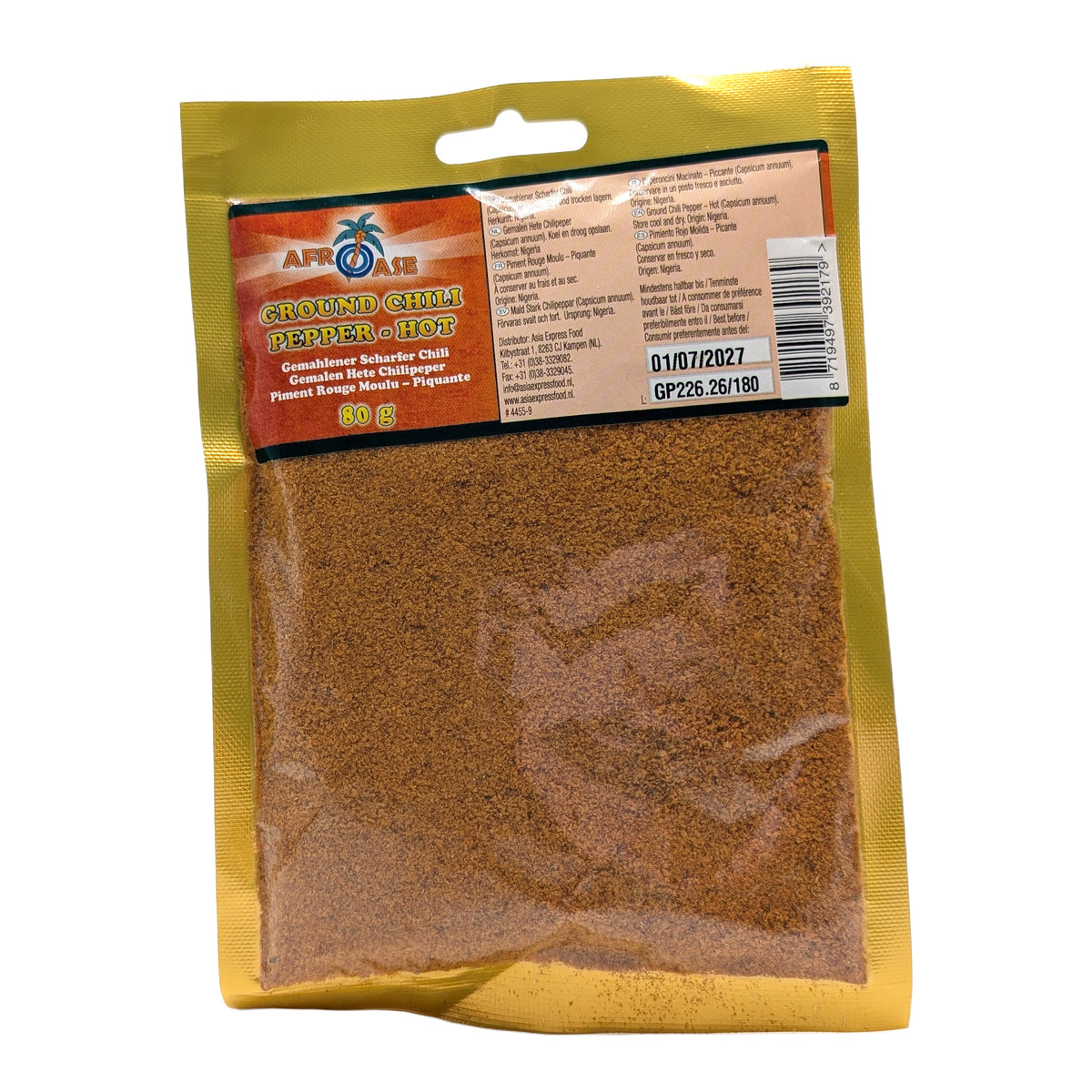 Afroase Ground Chili Pepper – Hot (Gemahlener Chili, scharf) – 80 g