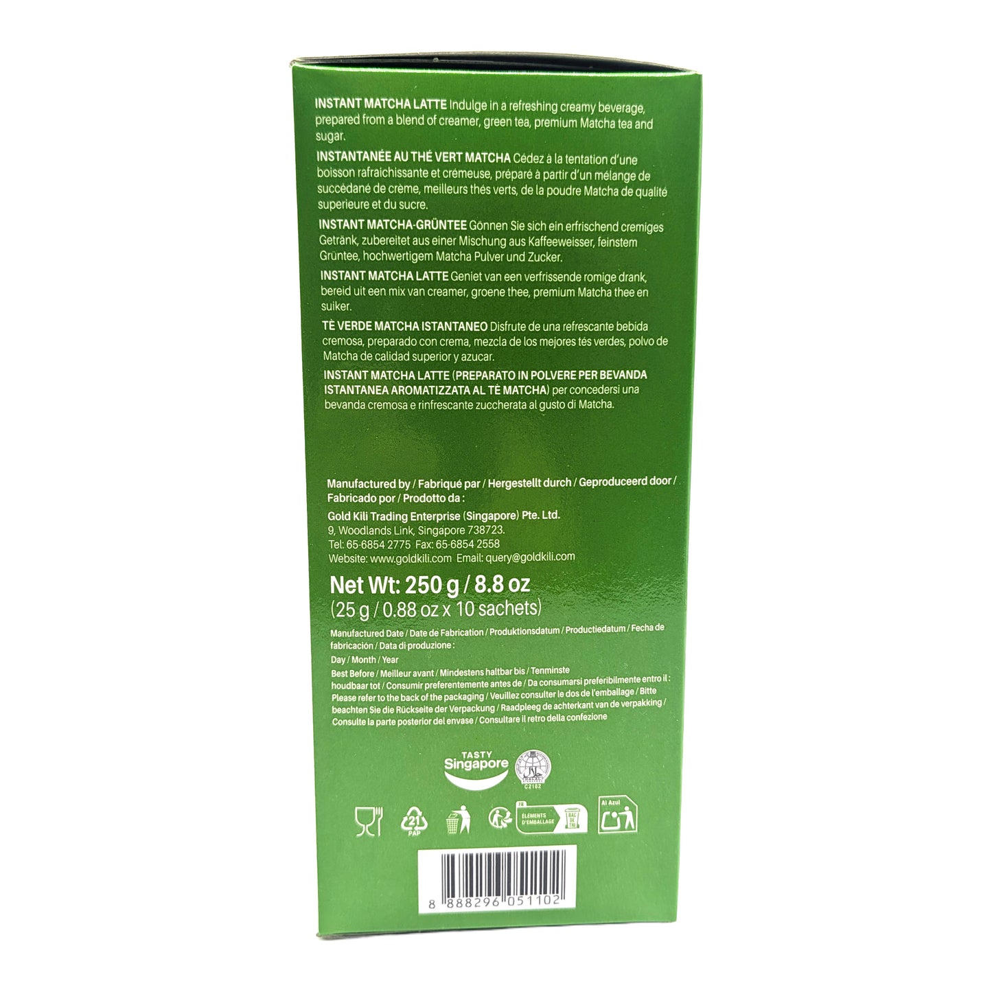 Gold Kili Instant Matcha Latte (10 x 26g Sachets) – Ihr cremiger Wohlfühl-Moment aus grünem Tee