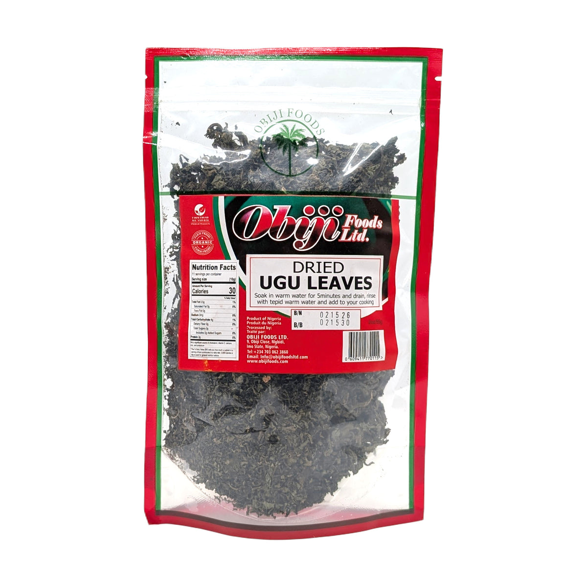 Getrocknete Ugu / Kürbis-Blätter (Dried Ugu / Pumpkin Leaves) – 55g