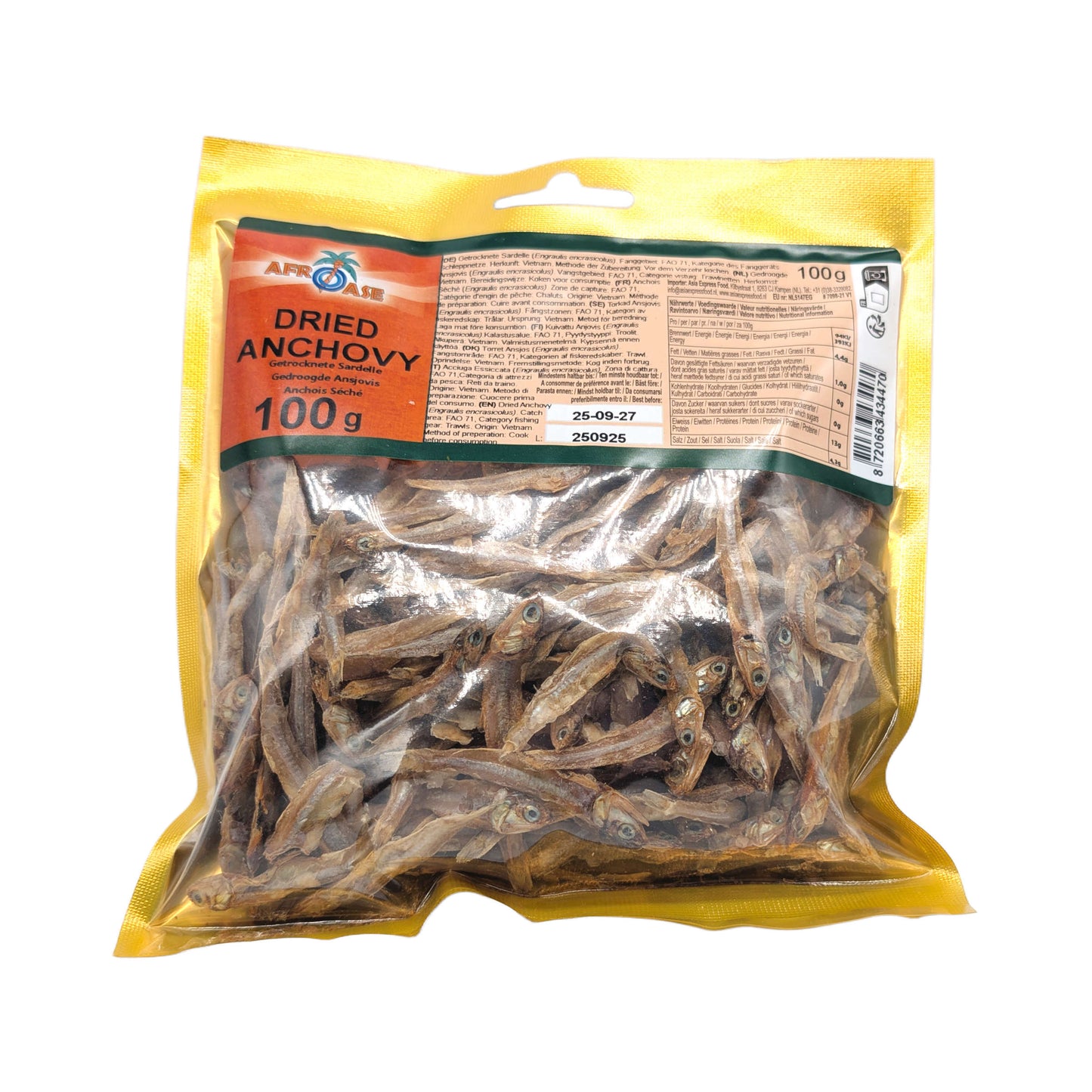 Getrocknete Anchovies - 100g - Ganze Getrocknete Sardellen von Afroase