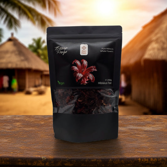 Bissap Route Hibiskus Packung in einem Dorf in Nigeria