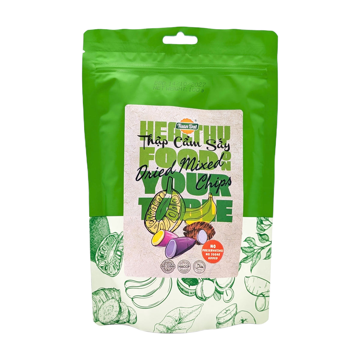 Dried Mixed Chips (Knusprige Gemüse- & Fruchtchips-Mischung) – 100g von Tuan Dat