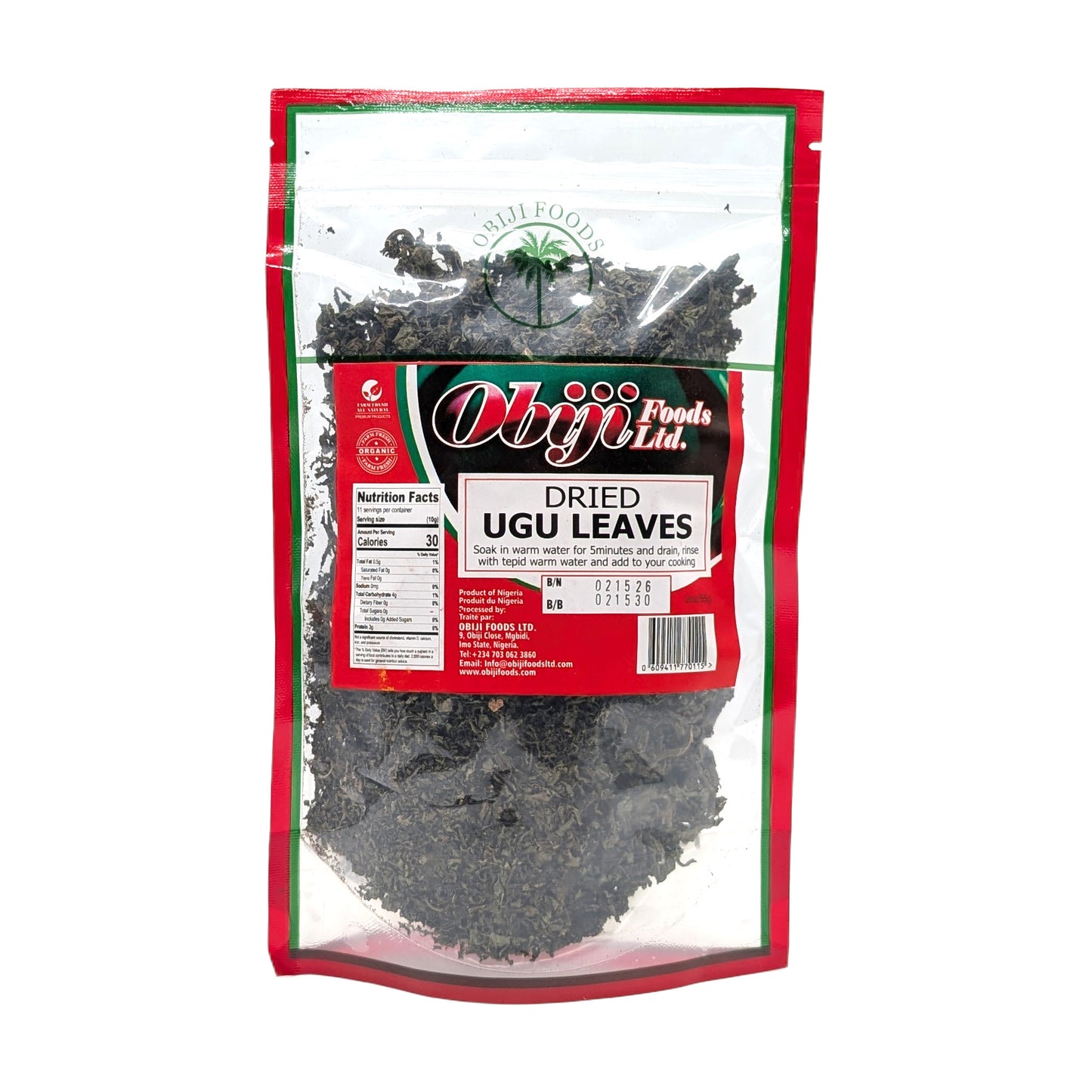 Getrocknete Ugu / Kürbis-Blätter (Dried Ugu / Pumpkin Leaves) – 55g
